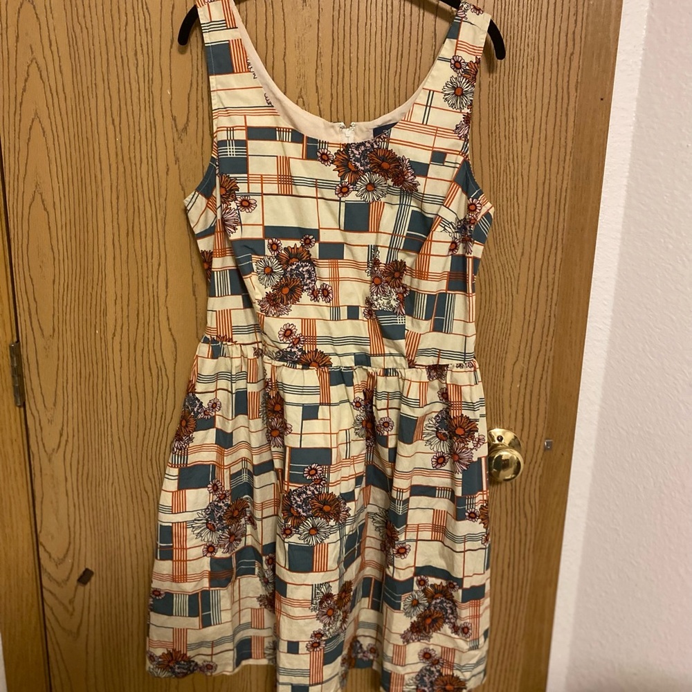 Modcloth Retro Plaid Sunflower Dress 1x